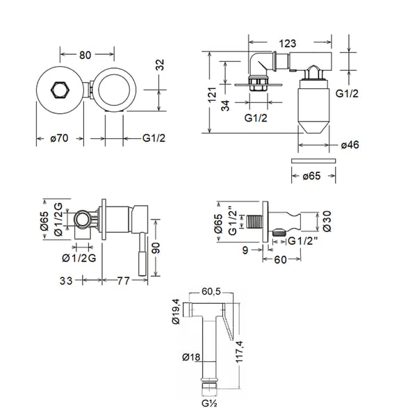 Ντουζάκι μπιντέ Flush-Mix Tech Antique Brass 12211-221